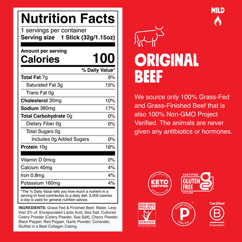Original Beef Nutritional Label